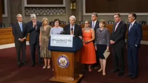 The massive infrastructure package was put together by a bipartisan group of 10 senators. J. Scott Applewhite/AP