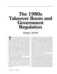 The 1980s Takeover Boom and Government Regulation
