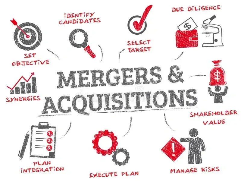 Mergers & Acquisitions with icons on it